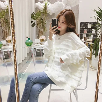 

Autumn and winter new Korean version of long tassel base shirt long sleeve loose wool clothing female students net red sweater