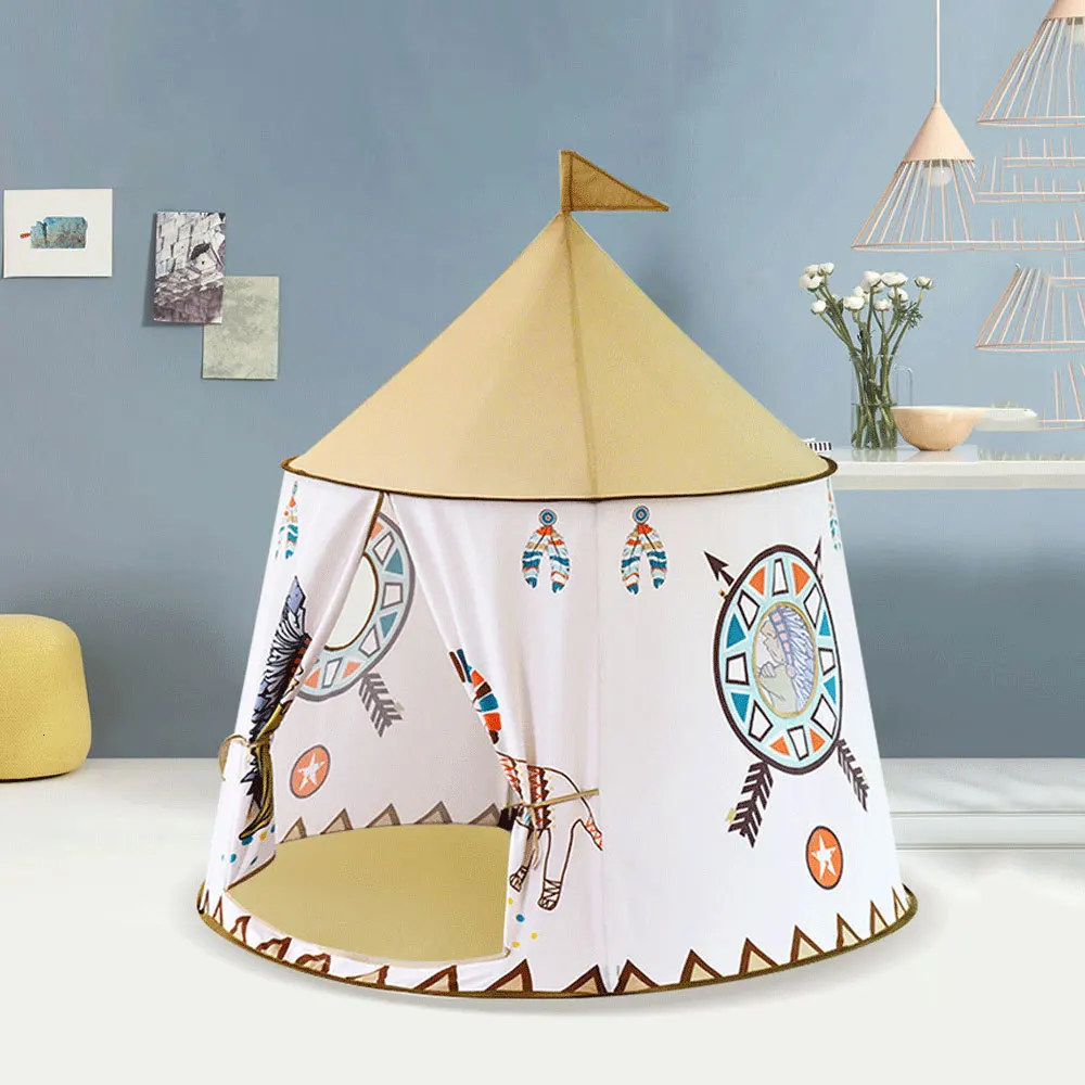 Детская складная палатка Tipi для детей, Детский игровой домик, вигвам, Замок принцессы, вигвам, Детская палатка с флагом, детская комната, игрушка