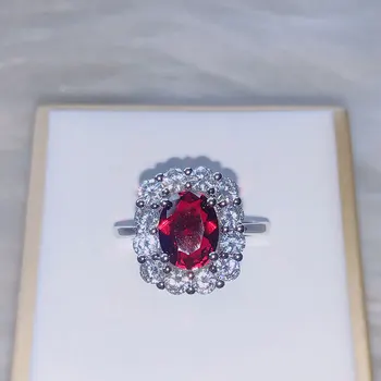 

CHAMSS Ruby Square Full Diamond Ring Noble Elegant Female Valentines Gift