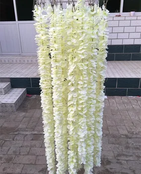

Unique Design Wedding Backdrop Decoration Orchid Flower Silk Wisteria Vine White Artificial Wreaths Shooting Photo Props