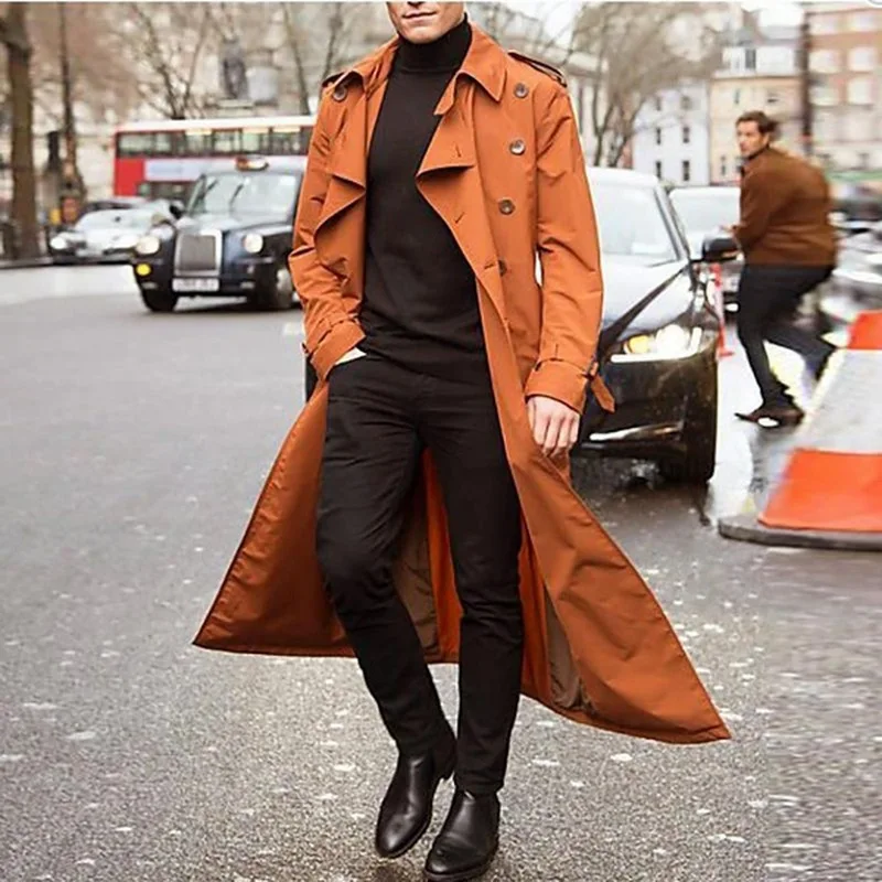 Мужское пальто, винтажное длинное пальто, Мужская Новая куртка, пальто, мужские деловые черные повседневные длинные одноцветные ветрозащитные пальто, осенняя верхняя одежда