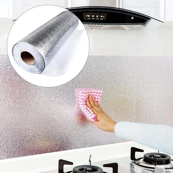 Multisize Kitchen Oil proof Waterproof Stickers Aluminum Foil Kitchen Stove Cabinet Self Adhesive Wall Sticker DIY Wallpaper