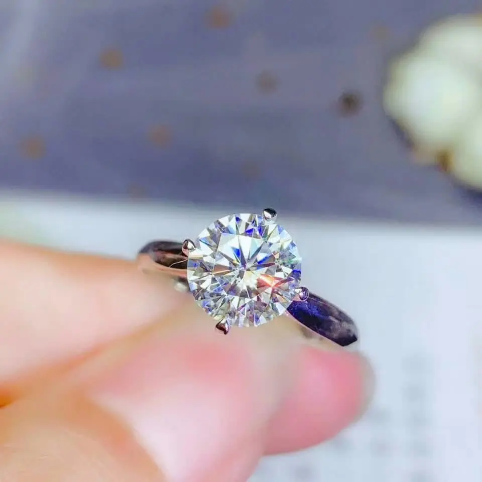 Shilovem 18k Белое Золото Moissanite алмазные кольца женские классические свадебные растения Рождественский подарок 8*8 мм vvs bj080888sz