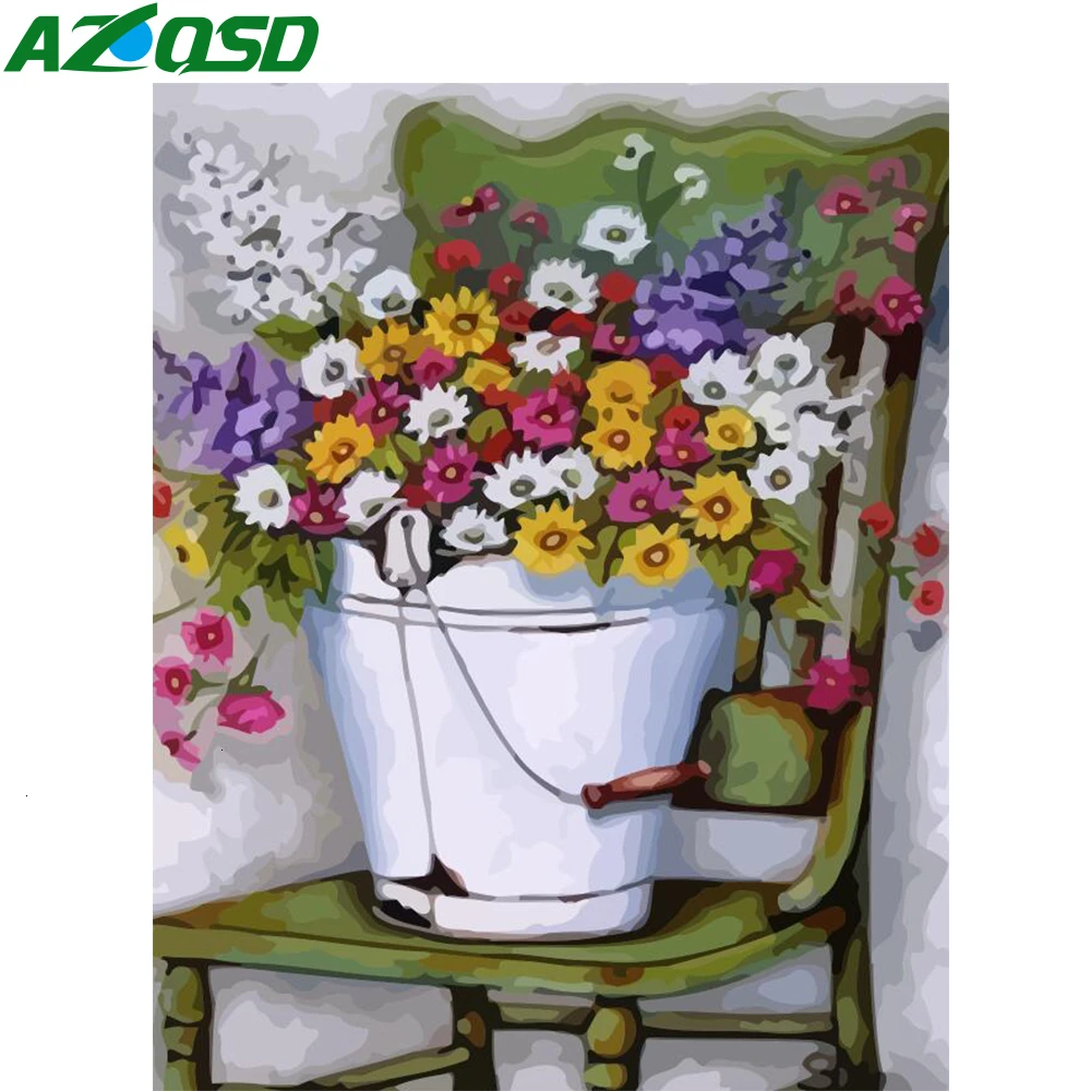 AZQSD краски по номерам холст наборы Цветы DIY ручной работы подарок акриловая краска Раскраска по номерам барабан разрамить украшение дома