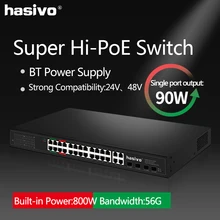 24 портовый коммутатор gigabit PoE 4GEx90W 4GExAUTO 16G x 30W Ethernet коммутатор с 4 SFP Combo Hi power poe сетевой переключатель