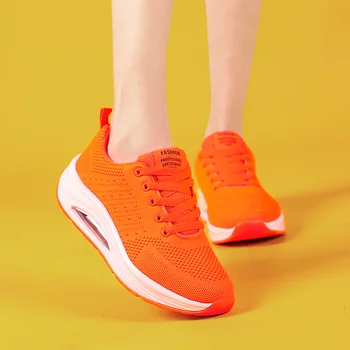 

2020 Spring Women Tennis Shoes Tenis Green Orange Gym Shoes for Women Sneakers Jogging Walking Breathable Ladies Trainers Cheap