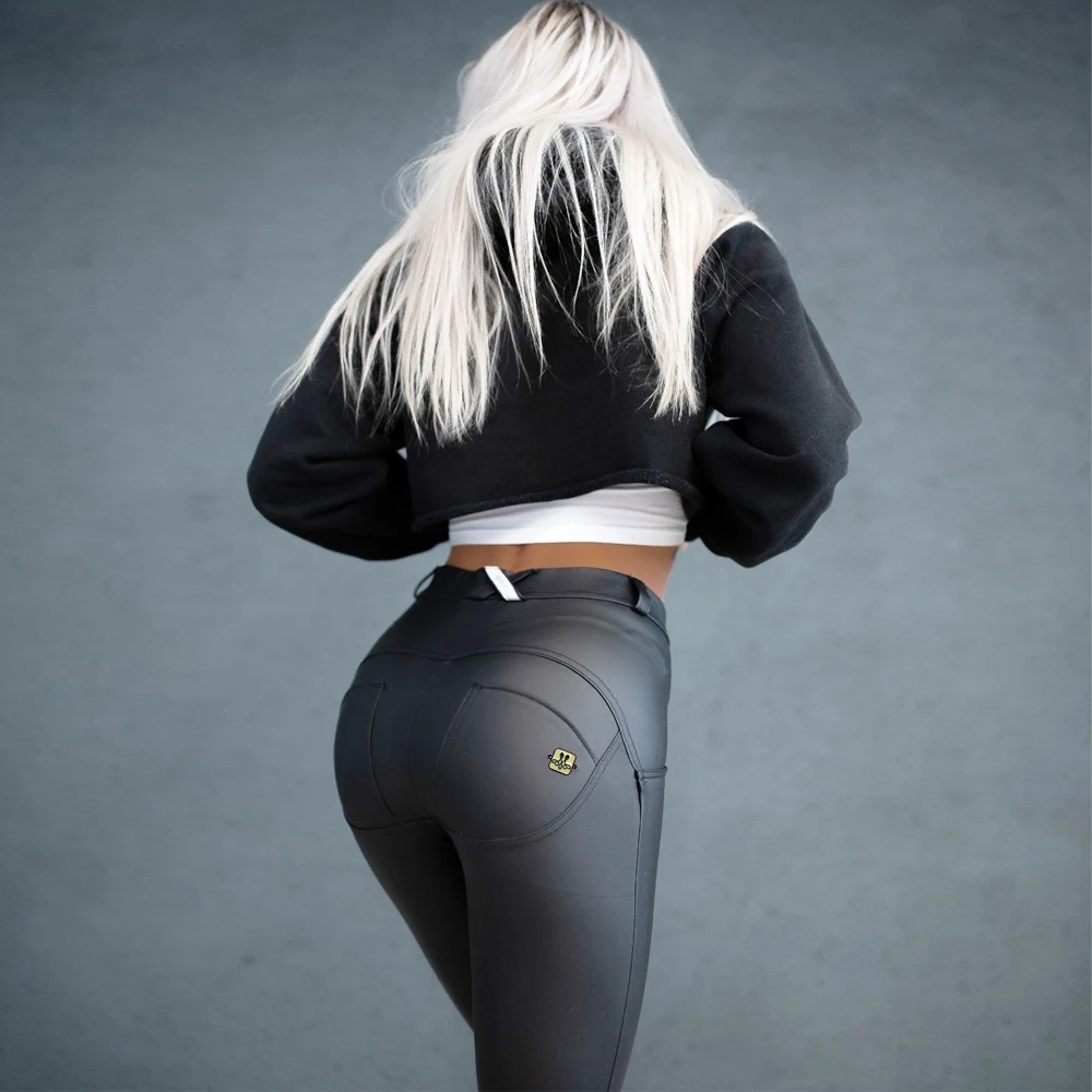 Melody deportivas Pu para Leggings de color negro mate, gótico, para Fitness|Mallas| - AliExpress