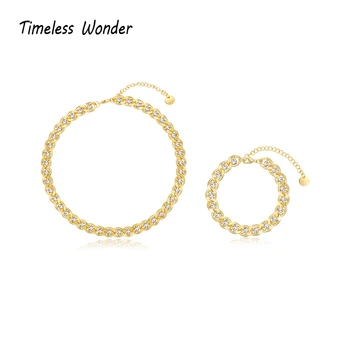 

Timeless Wonder Chic Zirconia Curved Chains Choker Necklace Women Jewelry Punk Designer Top Trendy Boho Ins Gothic Gift Set 3467