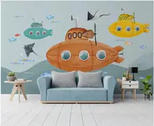 

3d photo wallpaper for walls in rolls Cartoon submarine underwater world children's room home decor 3d panels on the wall
