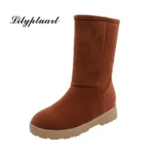 Г. Зимние корейские ботинки с круглым носком Теплые ботинки из толстого плюша на плоской подошве женские нескользящие зимние ботинки с резиновой подошвой