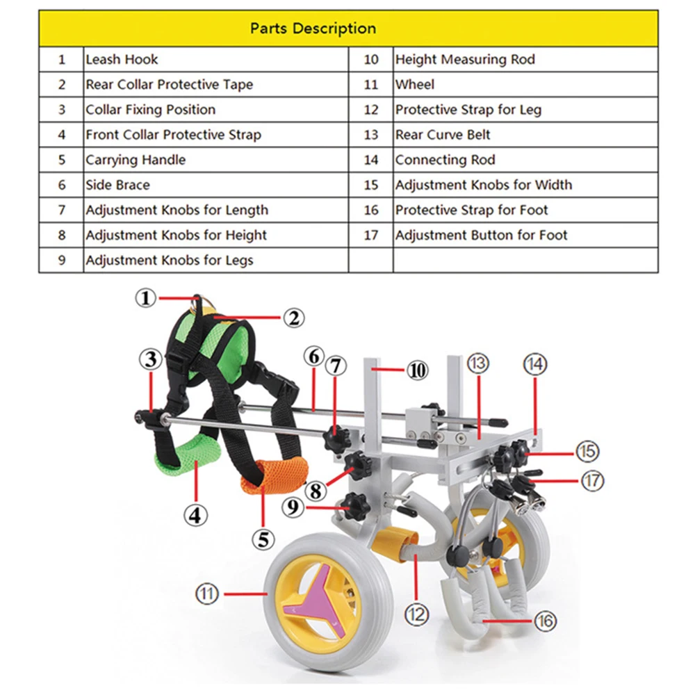 Dog Wheelchair With 2 Wheels Cat Dog Rehabilitation Wheelchair For Disabled Leg Disability Paralysis Adjustable Walk Scooter