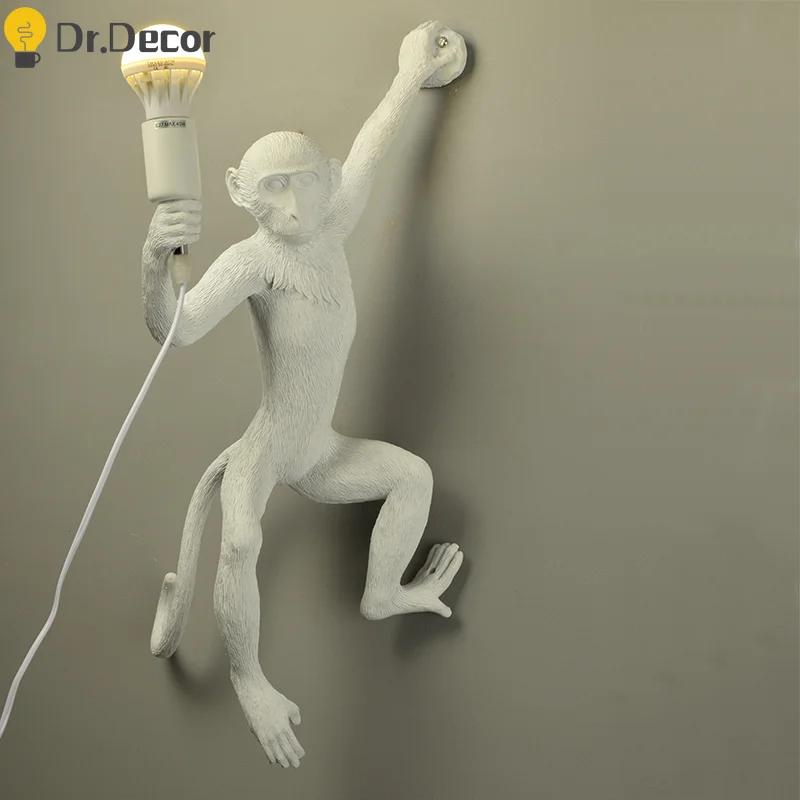 

Modern Monkey Lamp Rope LED Wall Lamp Lighting Nordic Replicas Resin Wall Light Vintage Kitchen Wall Sconce Decor Light Fixtures