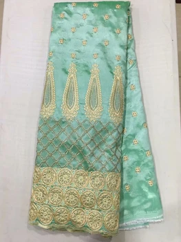 

Nigerian Lace Fabrics New Silk George Lace French Sequin Fabric African George Fabric 5 Yards/Lot For Party Dress