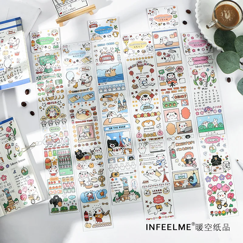 CUTE Cinnamoroll/Kitten/Food/Sakura Stationary Washi Tape SET Small Gift 15PC