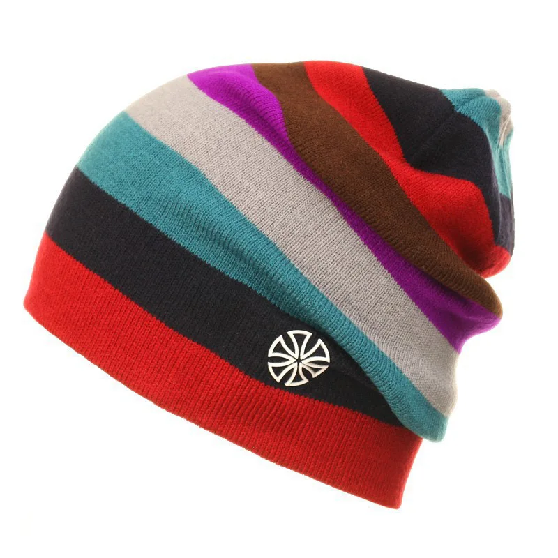 Outdoor Snowboard Knit Hat Casual Striped Hat Headdress Ski Bicycle Clothing Accessories