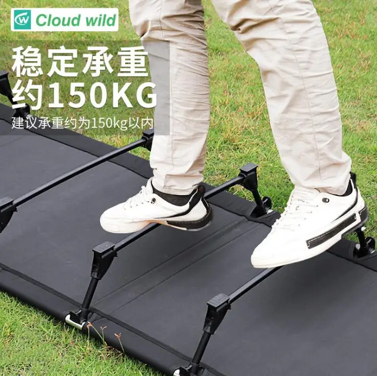 Indoor Folding Bed Outdoor Portable Camping Cot Single Person Sleeping Bed Foldable Backpacking Hiking Picnic Fishing Cot Mat