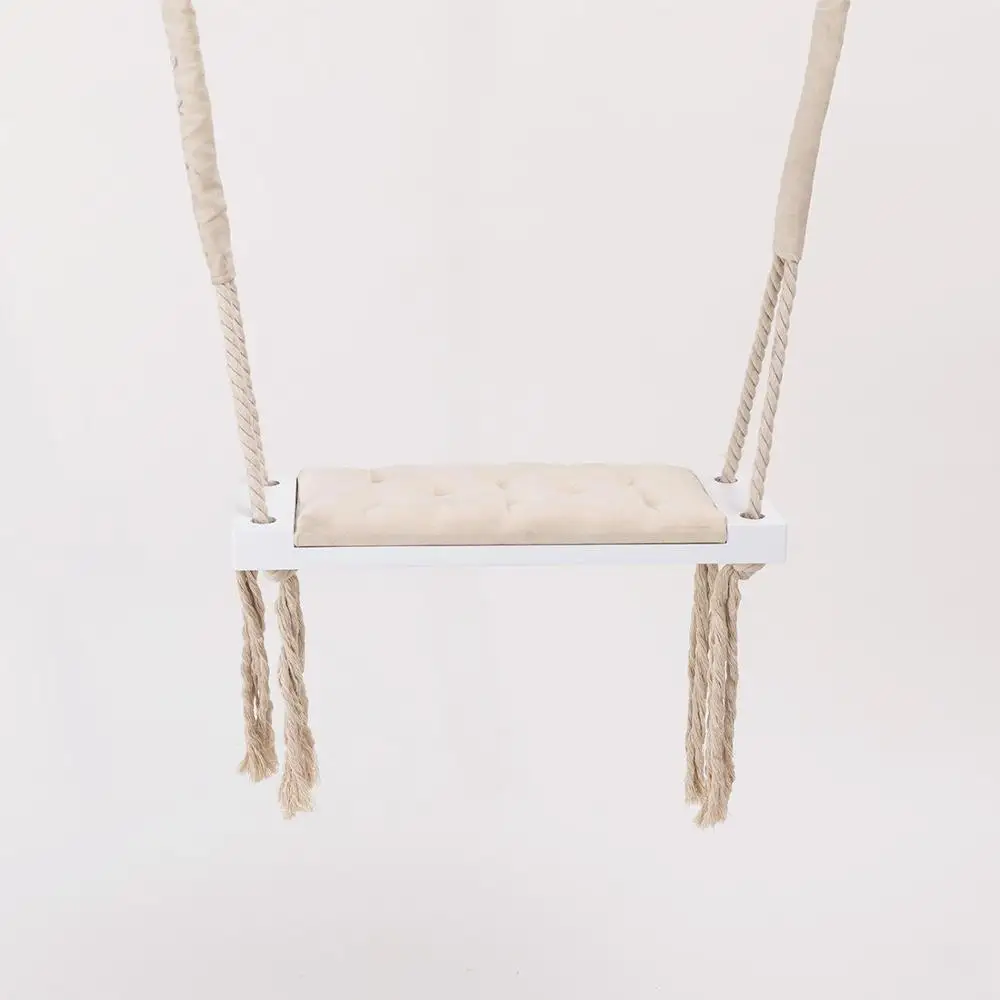 Child Swing Chair kid Hanging Swings Set Children Toy Rocking Solid Wood Seat with Cushion Safety Baby Indoor Baby Room Decor 6