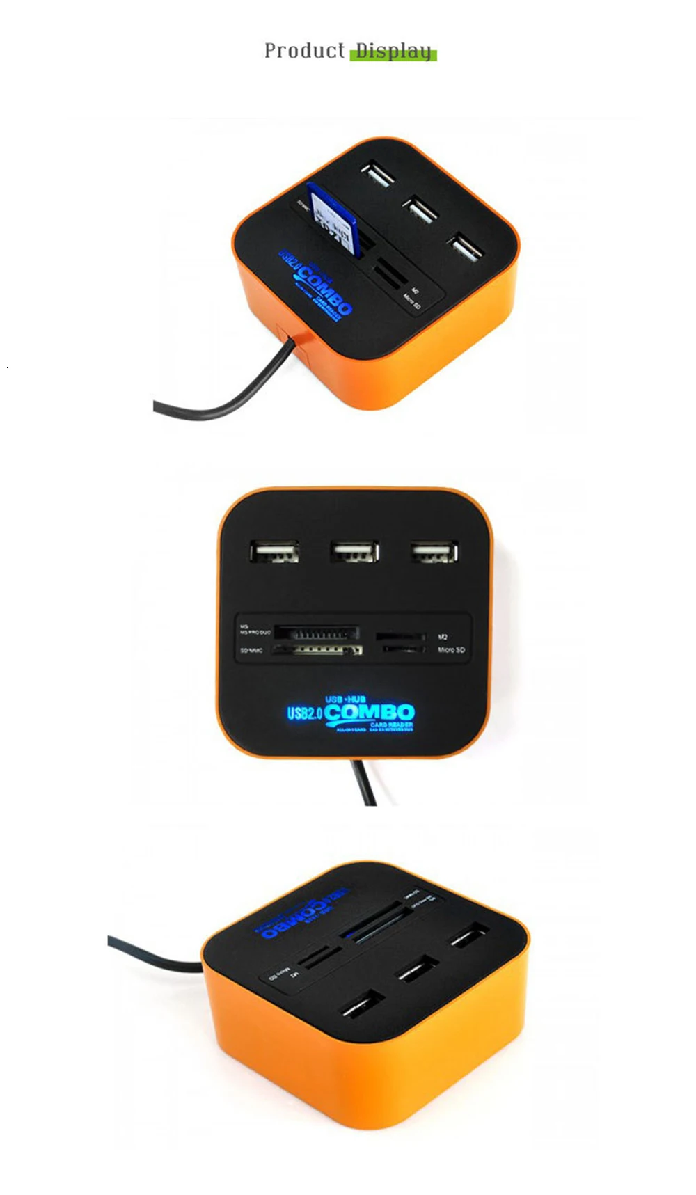 CHYI 7 портов Mcro usb-хаб 2,0 адаптер многопортовый комбинированный расширитель мини квадрат Usb Hab сплиттер Поддержка SD/TF карт ридер для ПК