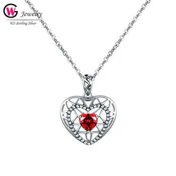 

925 Sterling Sliver Female Jewelry Brand Women Necklace Hollow Heart Pendants Red CZ Zircon Heart Pendant Fashion Necklace NEW