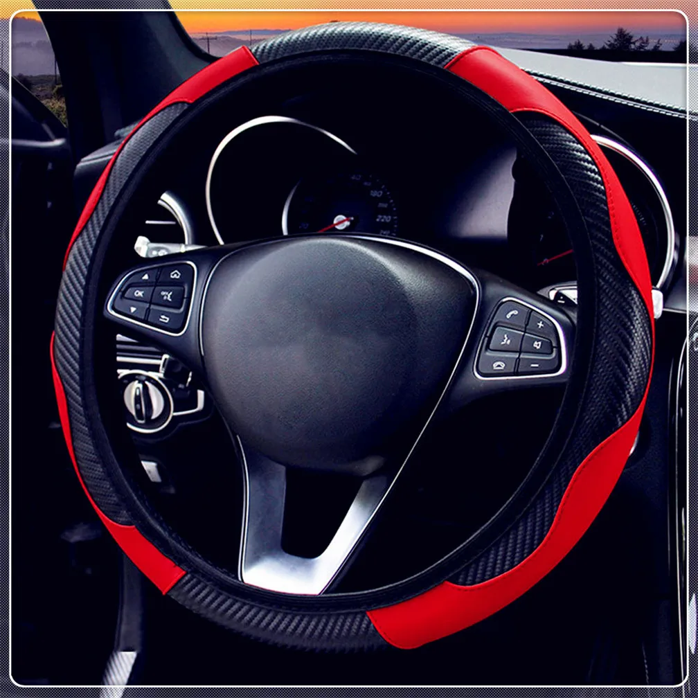 

Car Steering Wheel Cover Anti Slip PU Leather Carbon Fiber for Volkswagen VW polo passat b5 b6 CC golf jetta mk6 tiguan Gol