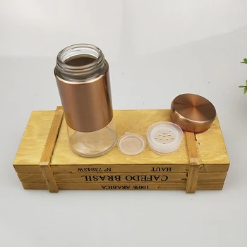 

Glass Seasoning Bottle Gloden Cover Pepper Bottle Cumin Spice Pot Barbecue Salt Pepper Bottle Storage Stainless Steel Kitchen