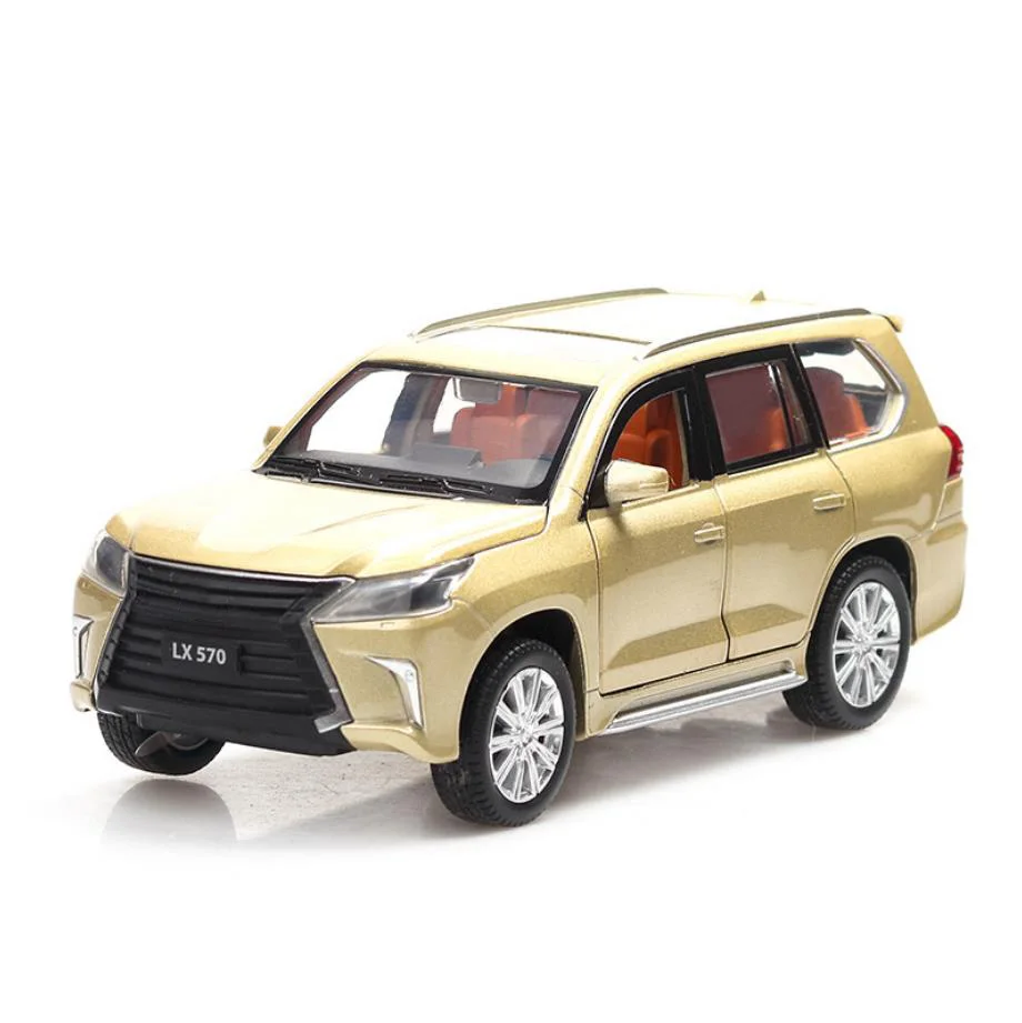 Горячая 1:32 Масштаб колеса литья под давлением автомобиль toyota роскошный внедорожник LEXUS LX570 металлическая модель с светильник и звук вытяните назад игрушки коллекция