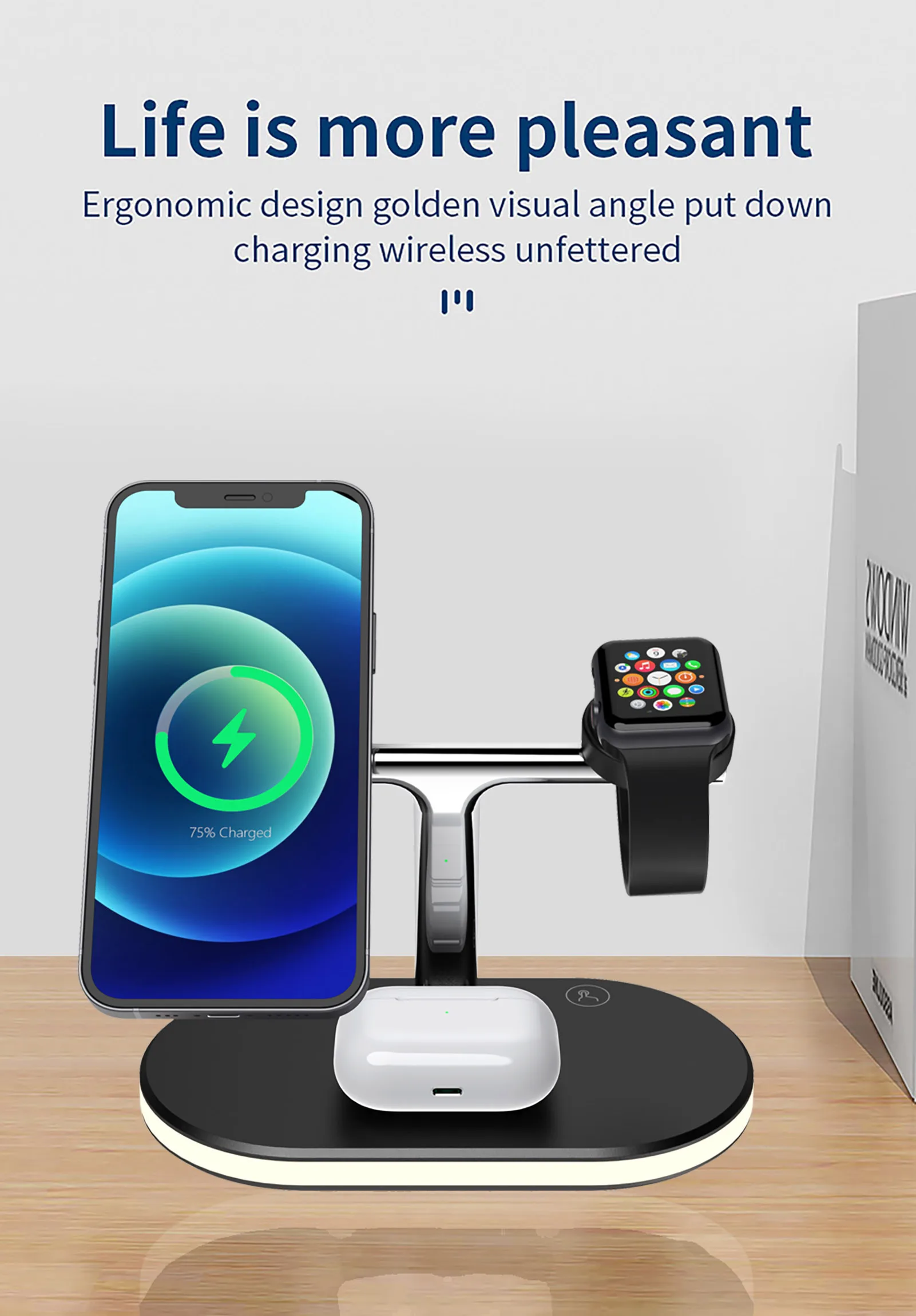 Chager sem Fio para Iphone Estação de Carregamento 3 em 1 Mini Apple Assista 6 Airpods Luz Magnética Rápido Doca Suporte 15w 12 Pro Max 6 Cheap Carregadores sem Fio