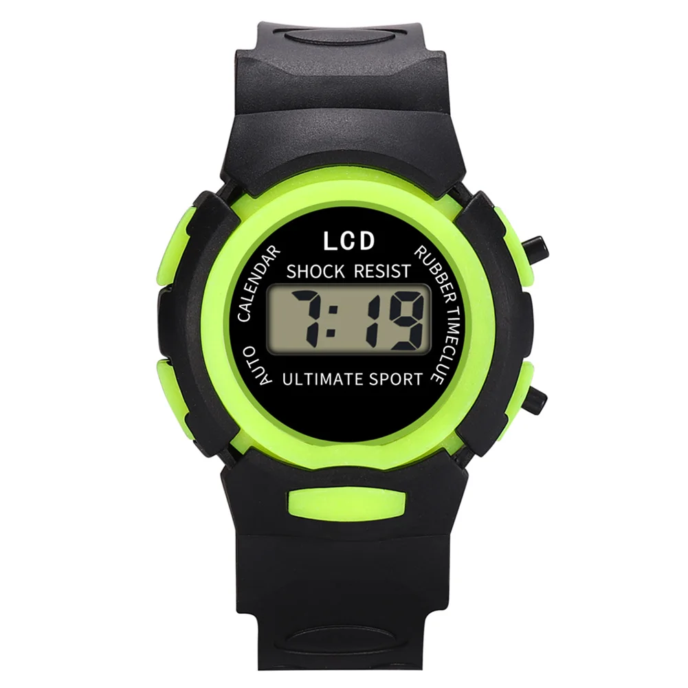 Модные и прочные детские повседневные электронные часы детские удобные силиконовые спортивные часы XIN-Shipping - Цвет: Зеленый