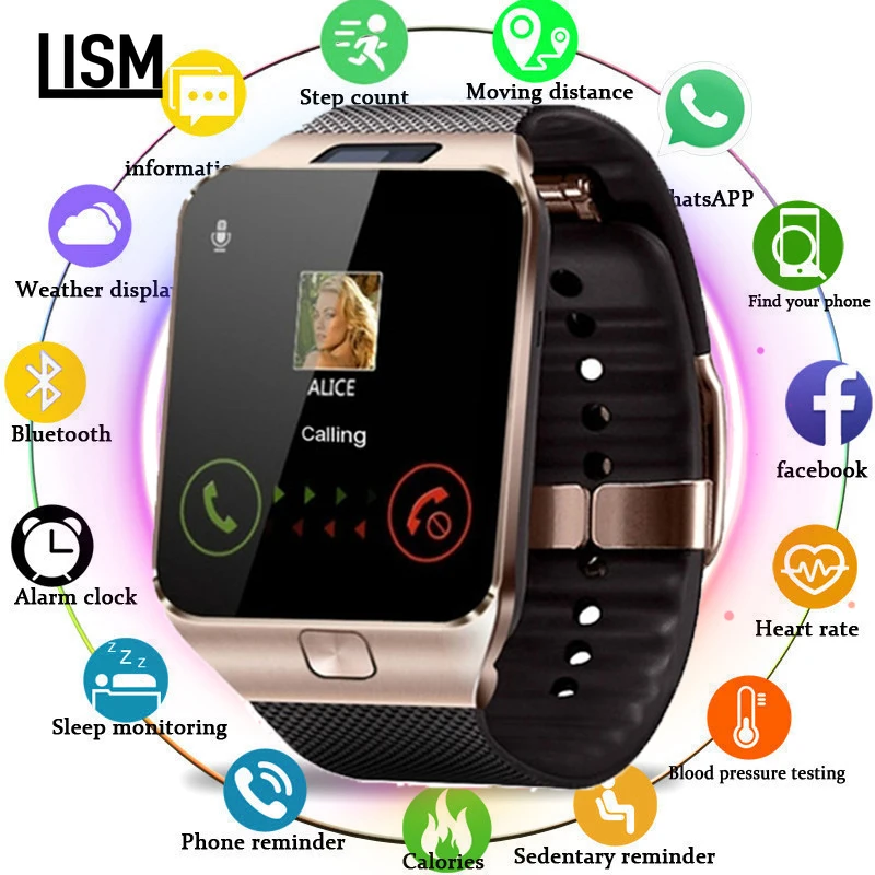 Умные часы LISM DZ09 умные с поддержкой TF карты sim камеры спортивные наручные Bluetooth