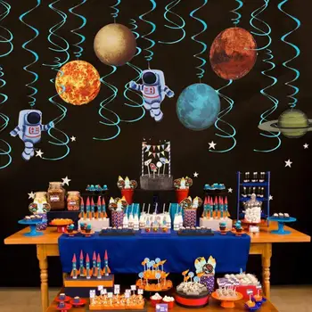 

30pcs Outer Space Hanging Swirl Party Decoration Galaxy/Solar Theme Party Boy Kids Birthday Party Decor Baby Boy Favors Supplies