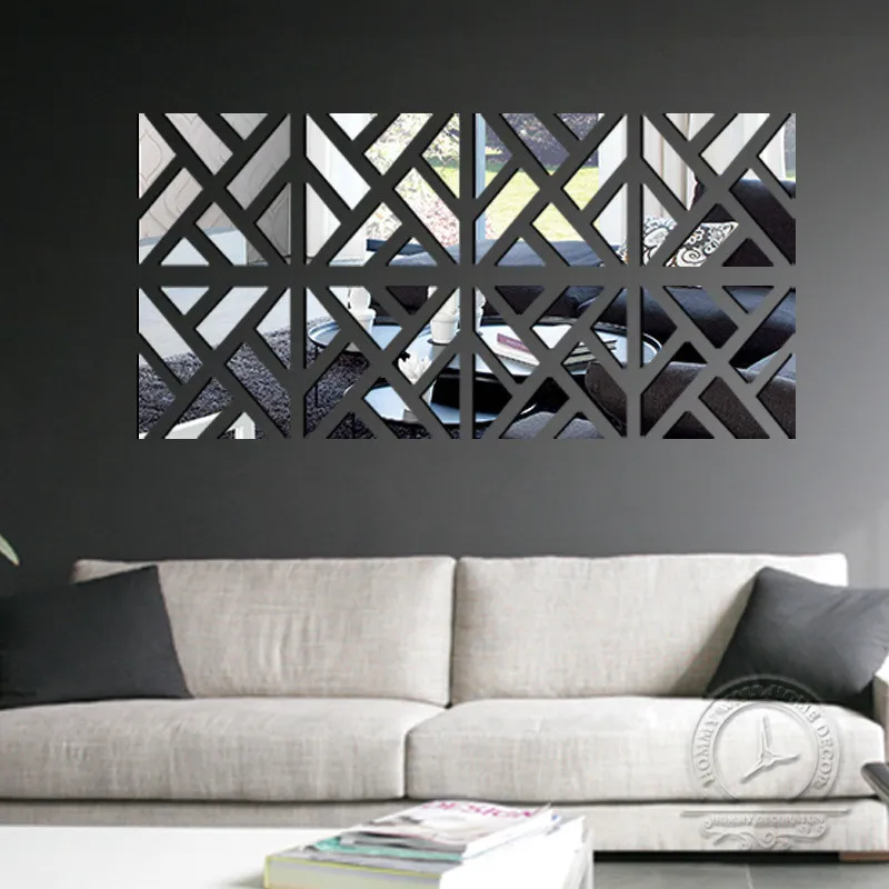 

Popular 3 D Rectangular Mirror Stereoscopic Wall Mirror The Sitting Room Tv Setting Wall Stickers Home Decor s3