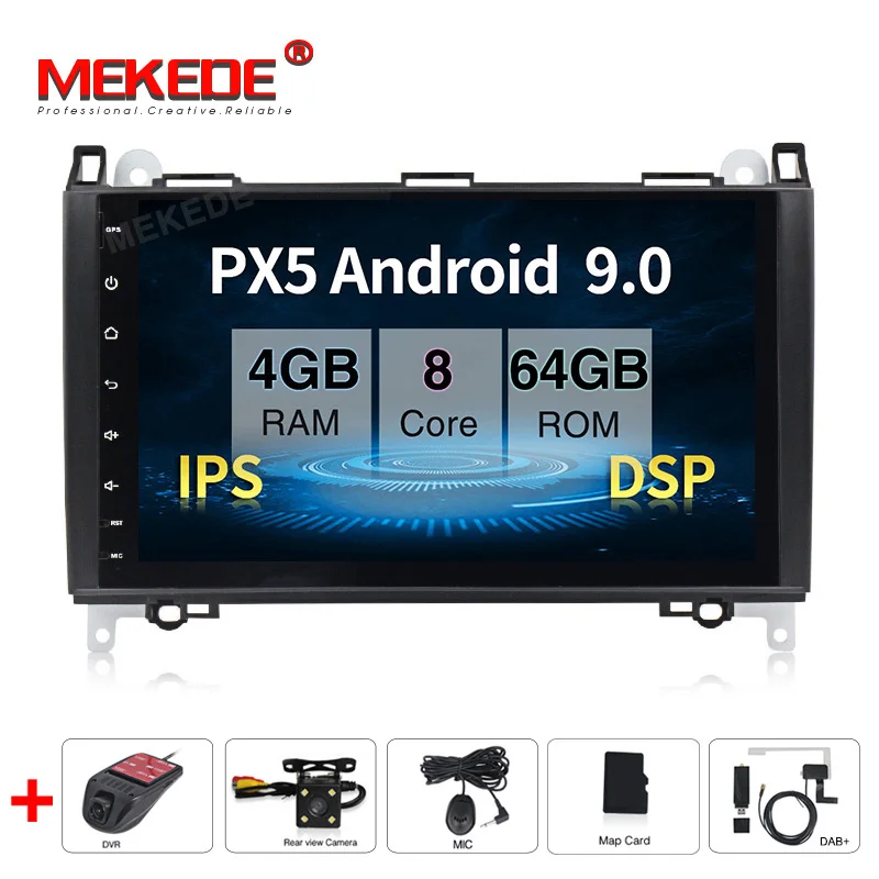 Ips DSP Android 9,0 4G 8 ядерный Автомобильный gps для Benz Sprinter B200 W209 W169 W245 B170 Vito W639 dvd-плеер стерео радио аудио - Цвет: DVD CAMERA  DVR DAB