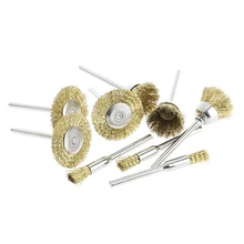 Электрический гравер для снятия заусенцев, 9 шт., латунная щетка, проволочное колесо, роторный инструмент, оборудование