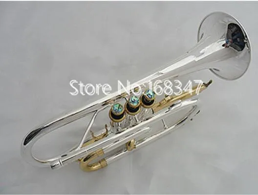 New Brand Cornet B Flat Sliver Plated Brass Keys Musical instrument With Case Accessories
