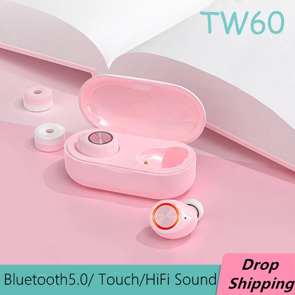TW60 портативный Bluetooth 5,0 TWS наушники беспроводные bluetooth наушники мини спортивные наушники с двойным микрофоном игровая гарнитура телефон