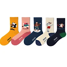 Оригинальные носки со смешным рисунком, хлопковые носки с рисунком для мужчин и женщин, высокое качество, милые Носки с рисунком, 5 пар в партии