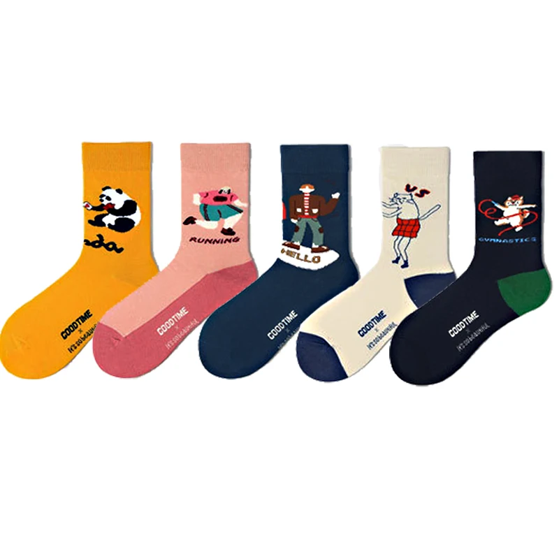 Оригинальные носки со смешным рисунком хлопковые с для мужчин и женщин высокое