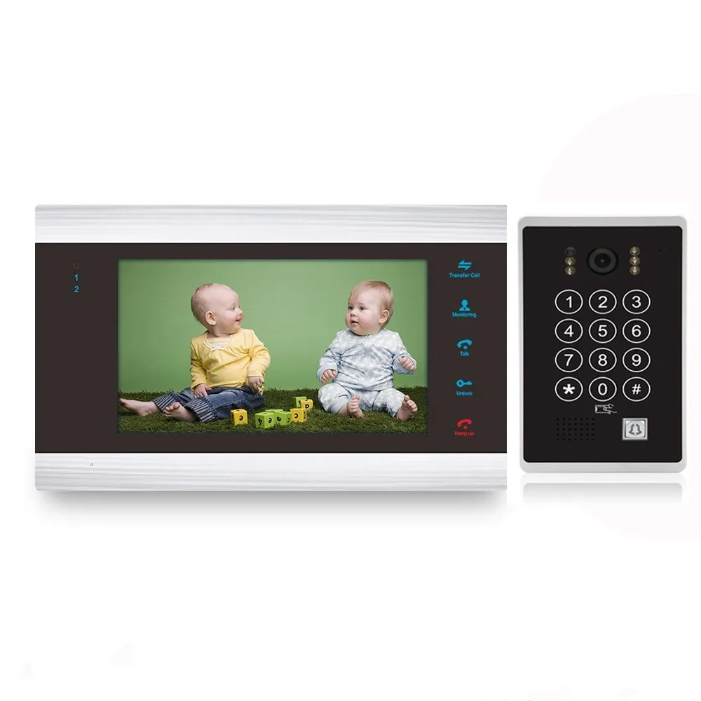 7inch Video Intercom Door Phone Password Unlock with Keypad Video Intercom Waterproof HD Camera Villa Intercom System