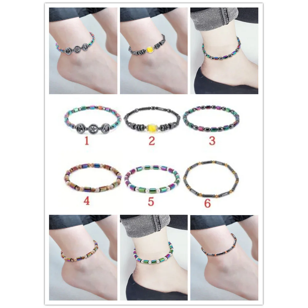 Electroplated Magnetic Natural Stone Anklet Hot Selling Supply of Goods Europe And America Popular Bohemian Magnet Anklet