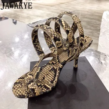 

High Quality Snake Warp High Heels Sandals Women brown leather Mules ladies Shoes Flip flops Summer Designer Brand Shoes Woman