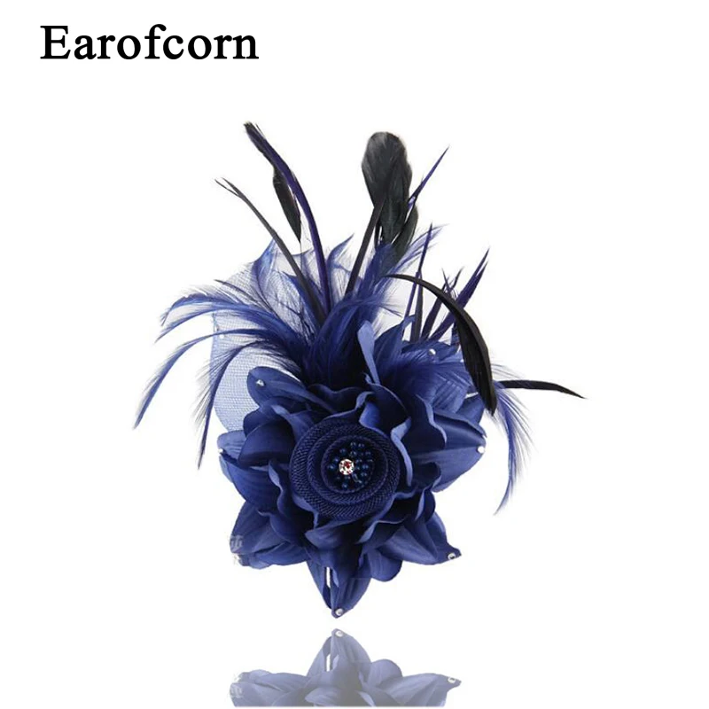 

Earofcorn Wedding Feather Brooch Ruili Fashion High-end Handmade Fabric Large Flower Brooch Head Flower Dual-use