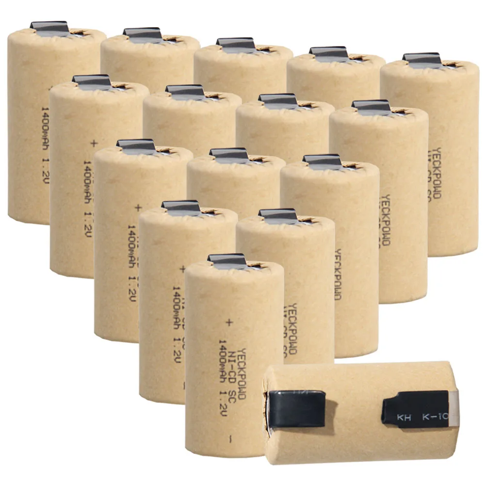 16 шт аккумулятор SC 1,2 V батареи для электроинструментов 1400mah nicd 4,25 cm* 2,2 cm цвет случайный