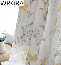

Nordic Pastoral Printed Leaves Curtain Thick Cotton Linen Modern Shade Window Drapes for Living room Bedroom Cortinas AD313H
