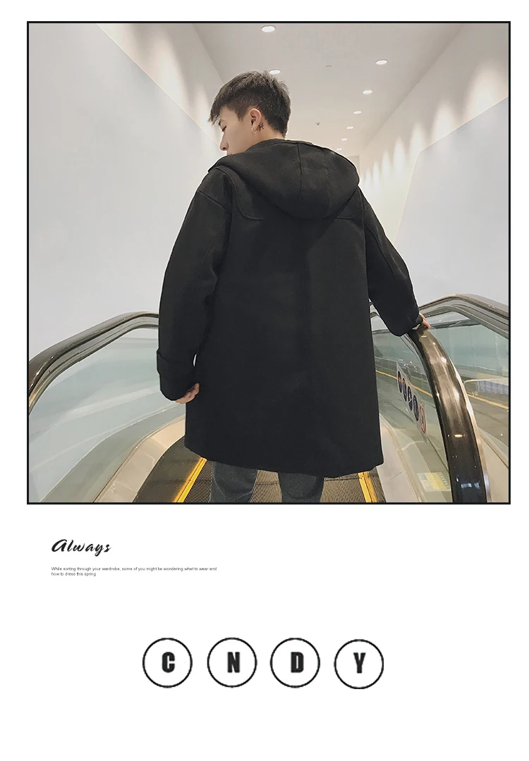 Liketkit, мужской зимний шерстяной Тренч,, мужской, однотонный, Повседневный, хлопок, с капюшоном, шерсть, Мужской приталенный, с одной пуговицей, пальто, высокое качество