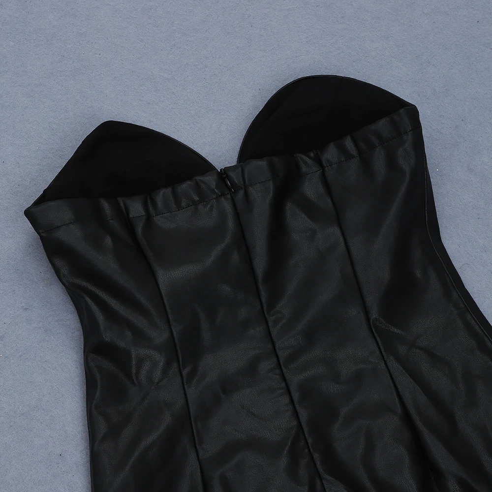 Мода черное сексуальное PU V образным вырезом с длинным рукавом обтягивающее клубное мини-платье с открытыми плечами с открытой спиной летние женские платья Vestidos