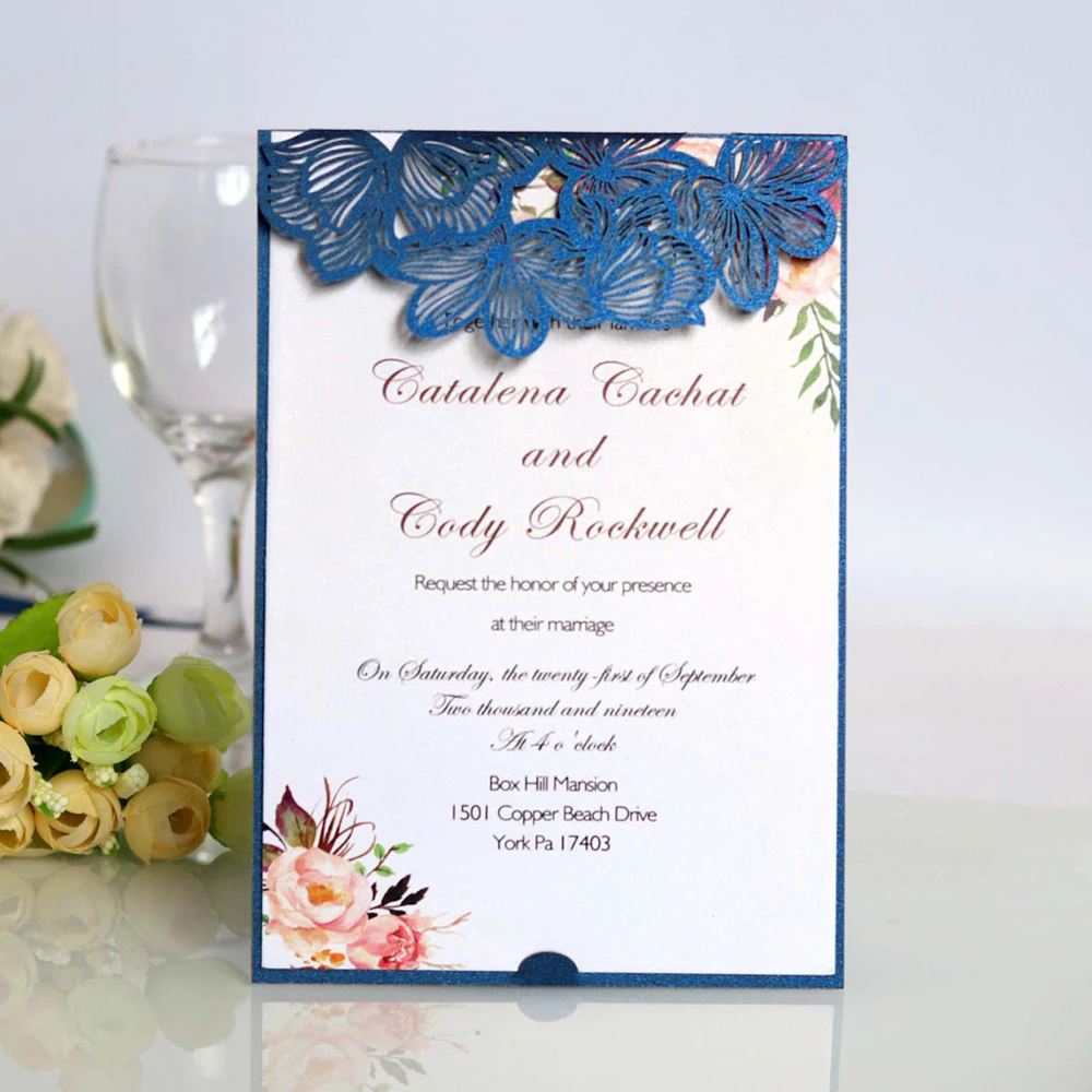  10 Sets Rose Laser Cut Business Annual Wedding Baby Shower Invitation Cards With Envelopes Custom P - 4000414888206