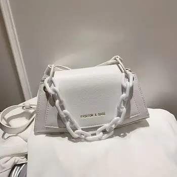 

Solid color Square Chain Tote bag 2020 Fashion New High-quality Leather Women's Designer Handbag Travel Shoulder Messenger Bag