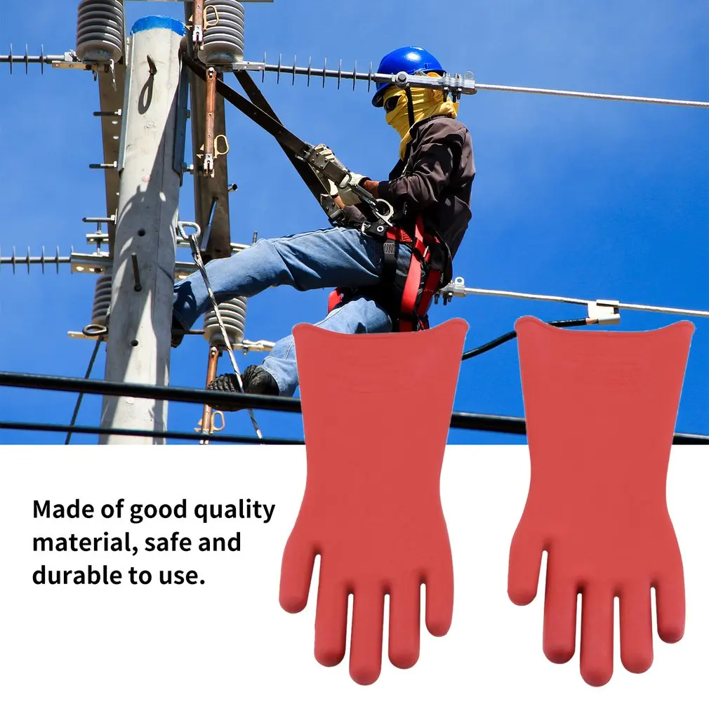 

1 Pair Red Professional 12kv High Voltage Electrical Insulating Gloves Rubber Electrician Safety Glove 40cm Accessory