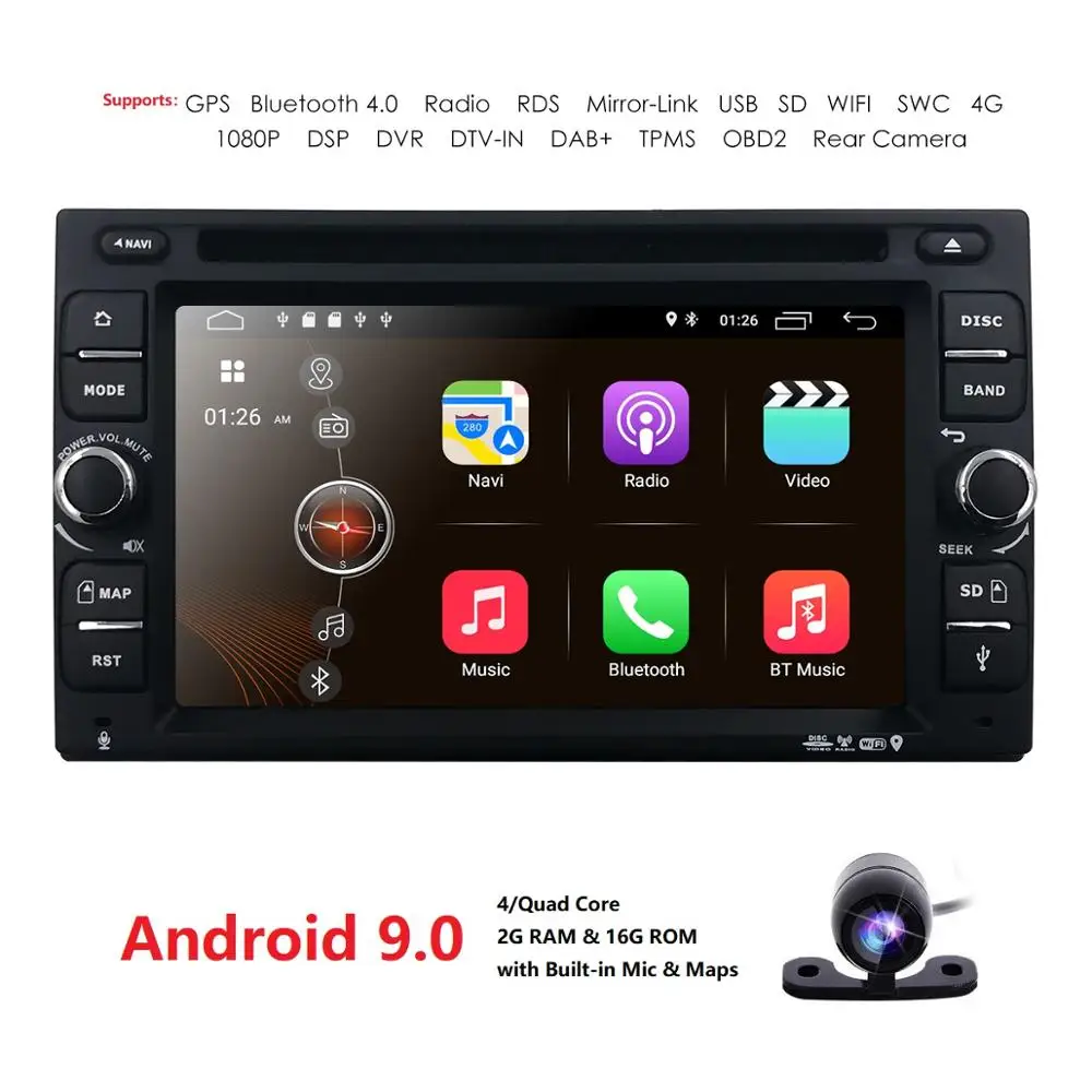 Perfect Hizpo 6.2 inch Android 8.1 Car Auto Radio DVD Player For Universal Radio Nissan Navgation WiFi Subwoofer 2GB RAM+16GB ROM DTV-IN 1
