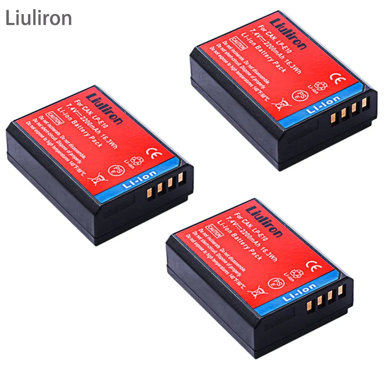 3battery LP-E10 LP E10 LPE10 Camera Batteries+LCD USB Charger for Canon EOS 1100D 1200D 1300D Kiss X50 X70 X80 Rebel T3 T5 T6 - Цвет: 3battery